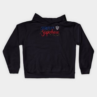 Secretly A Superhero - LOE Michigan (scribble font) Kids Hoodie